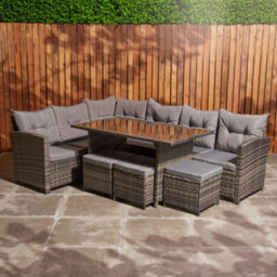 Home Treats Rattan Corner Sofa Table & Stools Set 9 Seater Garden Furniture - thumbnail 3