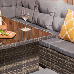 Home Treats Rattan Corner Sofa Table & Stools Set 9 Seater Garden Furniture - thumbnail 6