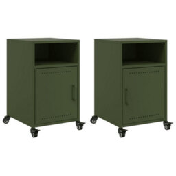 Berkfield Bedside Cabinets 2 Pcs Olive Green 36X39X59 Cm Steel - thumbnail 2