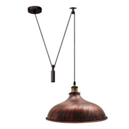 Ledsone Rustic Red Industrial Spider Pendant Light 36Cm Wide Slotted Shade Adjustable Hanging Lamp For Dining Room & Kitchen