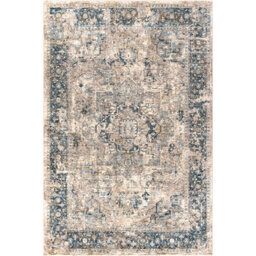 Livabliss Mirabel-Vintage Brown Blue Traditional Boho Fringe Living Dining Bedroom Rug 152 X 225 Cm Easy Care, Non Shedding - thumbnail 2
