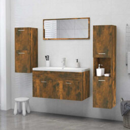 Walplus Bathroom Cabinet Smoked Oak 30X30X130 Cm Engineered Wood - thumbnail 3