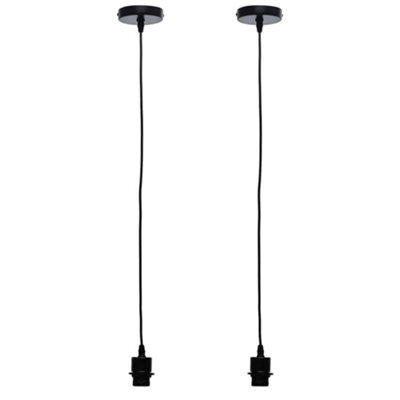 First Choice Lighting Set Of 2 Cassidy - Black Ceiling Pendant Flex Kits Easy Fit Shades - image 1