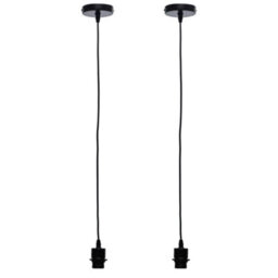 First Choice Lighting Set Of 2 Cassidy - Black Ceiling Pendant Flex Kits Easy Fit Shades - thumbnail 1