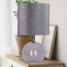 First Choice Lighting Set Of 2 Buck - Clear Glass Globe Table Lamps With Glitter Shade - thumbnail 4