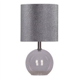 First Choice Lighting Set Of 2 Buck - Clear Glass Globe Table Lamps With Glitter Shade - thumbnail 2