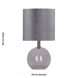 First Choice Lighting Set Of 2 Buck - Clear Glass Globe Table Lamps With Glitter Shade - thumbnail 3