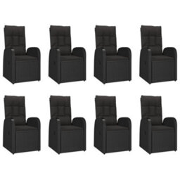Berkfield 9 Piece Garden Dining Set Black Poly Rattan&solid Wood Acacia - thumbnail 4