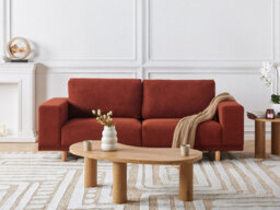 Beliani Sofa 3 Seater Nivala Fabric Red - thumbnail 2