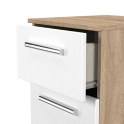 Trent 3 Drawer Bedside Cabinet In White Matt & Bardolino Oak (Ready Assembled) - thumbnail 6