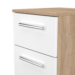 Trent 3 Drawer Bedside Cabinet In White Matt & Bardolino Oak (Ready Assembled) - thumbnail 5