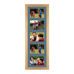 AK Frames 26X8 Oak Sleek Multi Photo Frame With Pompadour Mount - Holds 5 Apertures (5X) 6X4 Photos - thumbnail 1