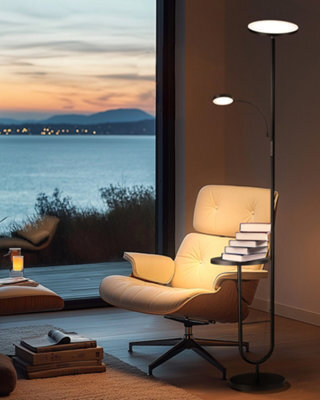 Luminexdesigns Led Table Floor Lamp, Remote Dimmable, Black Standing Lamp For Living Room & Reading - image 1