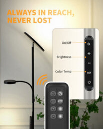 Luminexdesigns Led Table Floor Lamp, Remote Dimmable, Black Standing Lamp For Living Room & Reading - thumbnail 4