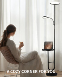 Luminexdesigns Led Table Floor Lamp, Remote Dimmable, Black Standing Lamp For Living Room & Reading - thumbnail 6