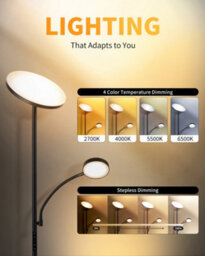 Luminexdesigns Led Table Floor Lamp, Remote Dimmable, Black Standing Lamp For Living Room & Reading - thumbnail 2