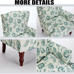 Wingback Armchair, Teal Accent Chair Soft Padded Fabric Lounge Padded Sofa Chair, Retro Vantage Leisure Chair - thumbnail 7