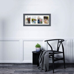 AK Frames 50X20Cm Dark Grey Classic Multi Photo Frame With White Mount - Holds 4 Apertures (4X) 6X4 Photos - thumbnail 3