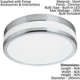 Stylish Wall And Ceiling Light With Ip44 Rating And Led Bulb - Chrome And White Design - thumbnail 2