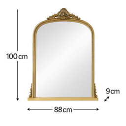 Melody Maison Antique Gold Ornate Arch Overmantle Mirror 88Cm X 100Cm - thumbnail 9