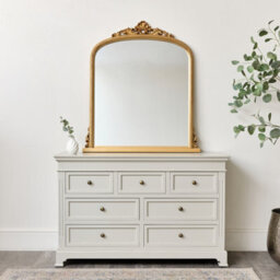 Melody Maison Antique Gold Ornate Arch Overmantle Mirror 88Cm X 100Cm - thumbnail 7