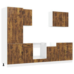 Berkfield 7 Piece Kitchen Cabinet Set Kalmar Smoked Oak Engineered Wood - thumbnail 2