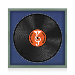 "16X16"" Green Classic Vinyl Record Frame With Blue Mount For 12 Inch Lp Disc - Ak Frames" - thumbnail 1