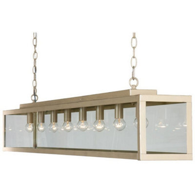 Luminosa Lighting Luminosa Zenia 8 Light Straight Bar Pendant Ceiling Light Ivory