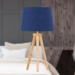 First Choice Lighting Voyage - Light Oak Table Lamp Or Bedside Light With Navy Blue Shade - thumbnail 2