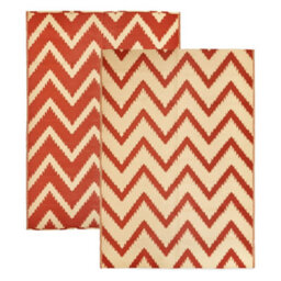 Relsy Extra Large Garden Outdoor Rug For Patio, Reversible Chevron Colours, Red & Cream Waterproof Area Rug 180 X 270Cm