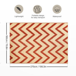 Relsy Extra Large Garden Outdoor Rug For Patio, Reversible Chevron Colours, Red & Cream Waterproof Area Rug 180 X 270Cm - thumbnail 3