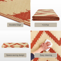 Relsy Extra Large Garden Outdoor Rug For Patio, Reversible Chevron Colours, Red & Cream Waterproof Area Rug 180 X 270Cm - thumbnail 5