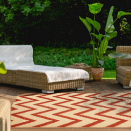 Relsy Extra Large Garden Outdoor Rug For Patio, Reversible Chevron Colours, Red & Cream Waterproof Area Rug 180 X 270Cm - thumbnail 7