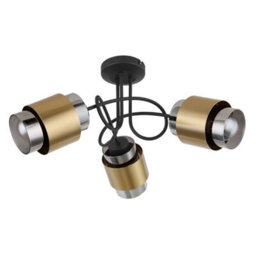 Luminosa Lighting Luminosa Milley Multi Arm Semi Flush Ceiling Lamp Matt Black Smoke Glass Shade 3X E27 - thumbnail 2