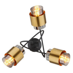 Luminosa Lighting Luminosa Milley Multi Arm Semi Flush Ceiling Lamp Matt Black Smoke Glass Shade 3X E27 - thumbnail 3