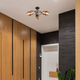 Luminosa Lighting Luminosa Milley Multi Arm Semi Flush Ceiling Lamp Matt Black Smoke Glass Shade 3X E27 - thumbnail 4