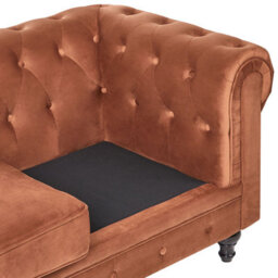 Beliani Sofa 3 Seater Chesterfield Velvet Golden Brown - thumbnail 9