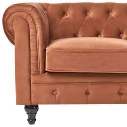 Beliani Sofa 3 Seater Chesterfield Velvet Golden Brown - thumbnail 7