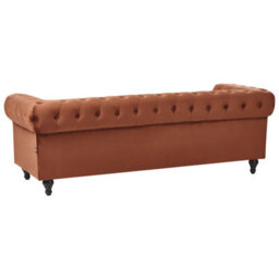 Beliani Sofa 3 Seater Chesterfield Velvet Golden Brown - thumbnail 6