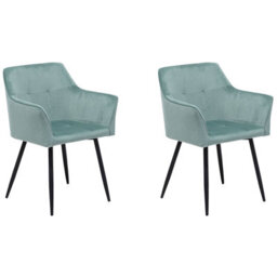 Beliani Set Of 2 Dining Chairs Jasmin Velvet Mint Green