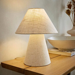 Valuelights Gigi Natural Linen Full Fabric Tapered Table Lamp And Bulb - thumbnail 2
