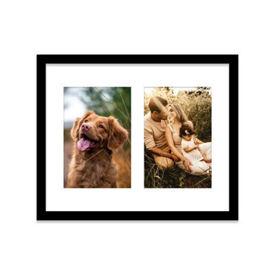 10X8 Inch 2 Opening Photo Collage Frame, Display Two 6X4 Inch Photos, Multi Aperture Family Picture Frame, Black - image 1
