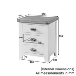 The Furniture Market Westbury Blue Painted 3 Drawer Bedside Table Light Oak Top, Brushed Steel Handles, Spacious Storage, Premium Quality - thumbnail 9