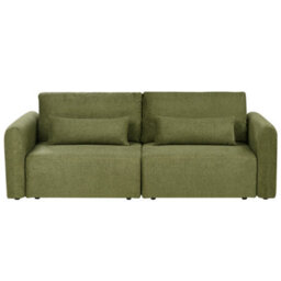 Beliani Sofa Bed 3 Seater Vaxholm Fabric Green With Storage - thumbnail 7