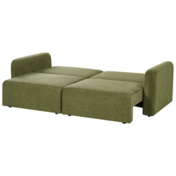 Beliani Sofa Bed 3 Seater Vaxholm Fabric Green With Storage - thumbnail 6