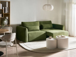 Beliani Sofa Bed 3 Seater Vaxholm Fabric Green With Storage - thumbnail 2