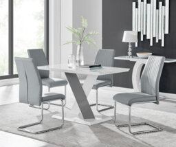 Furniturebox Monza 4 White/grey Dining Table & 4 Grey Lorenzo Chairs - thumbnail 1