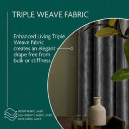 Aspire Homeware Charcoal Blackout Velvet Curtain Thermal Insulated Eyelet Window Curtain Pair (W)168Cm X (D)137Cm - thumbnail 5