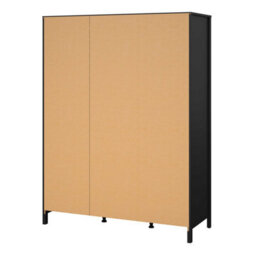 Wyld Haus Wildberry Matt Black 3-Door Wardrobe With Leather Tab Handles - thumbnail 6