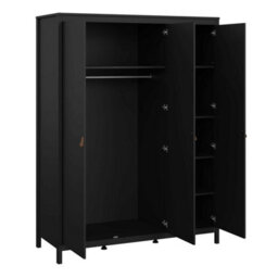 Wyld Haus Wildberry Matt Black 3-Door Wardrobe With Leather Tab Handles - thumbnail 7